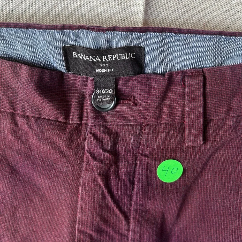 Banana Republic Aiden Fit Chinos Mens 30x30 Burgundy Slim Cotton‎ Pants 1166